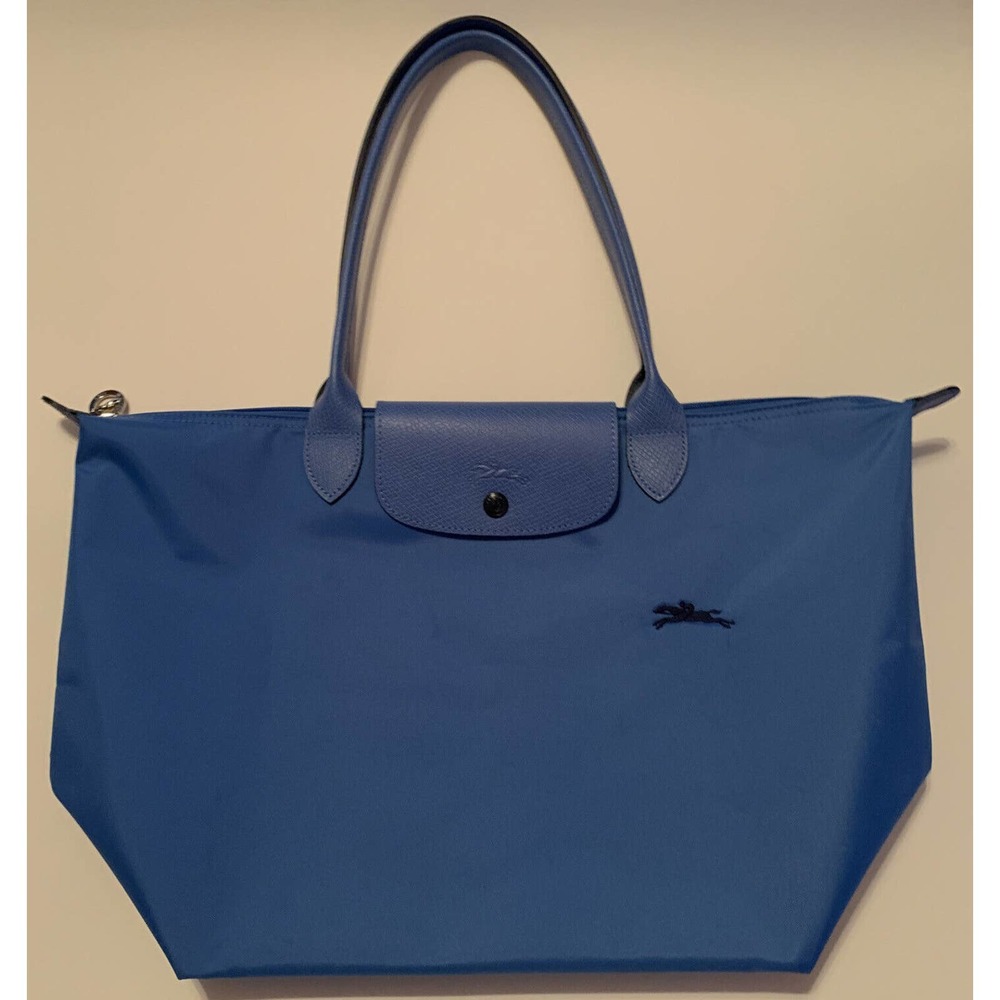 Longchamp Le Pliage Club Tote Blue Nylon Shoulder Bag Handbag Sz Large New